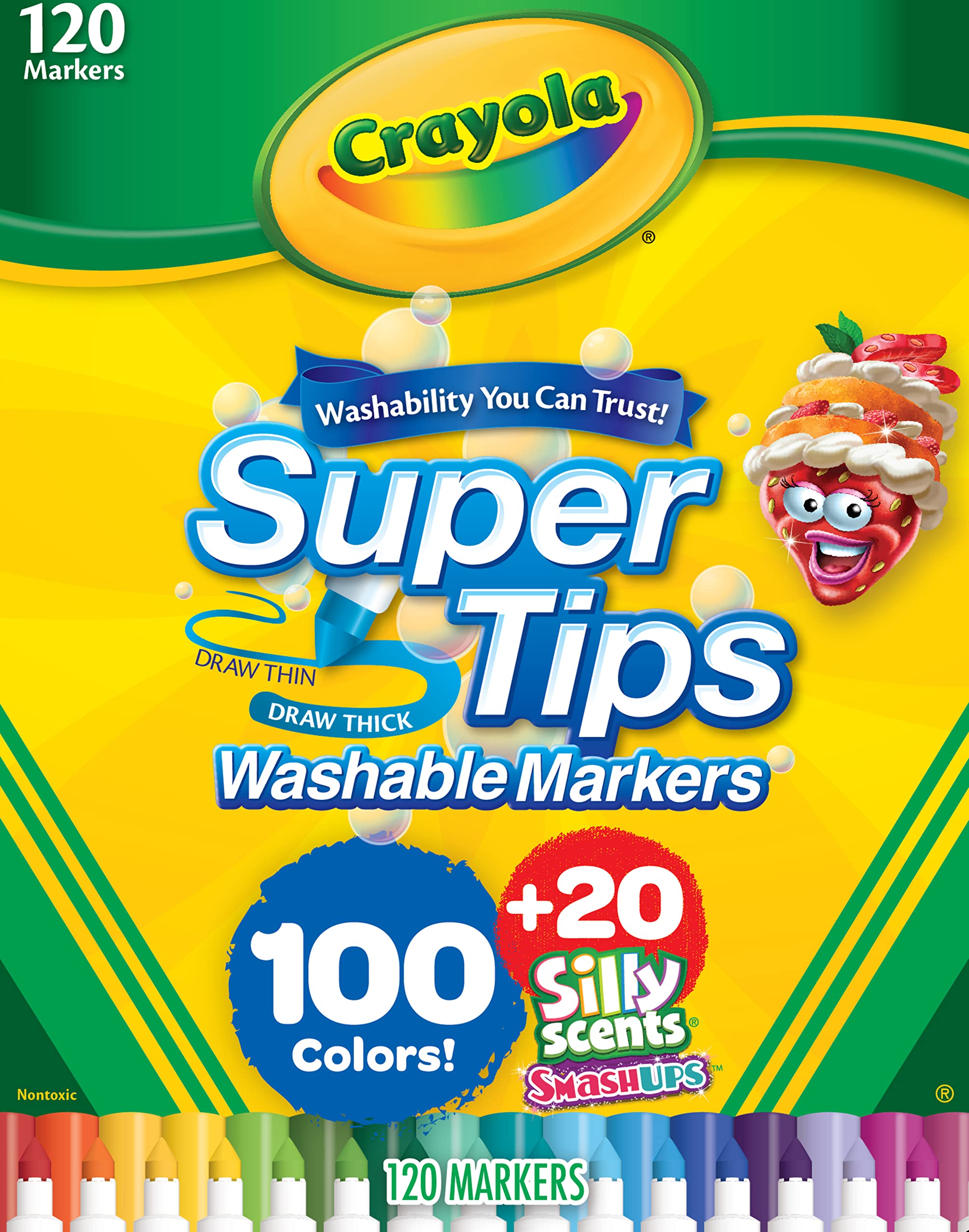 Crayola Super Tips Bulk Marker Set (120 Count), Washable & Scented Markers For Kids, Markers For School, Back To School Supplies [Amazon Exclusive]