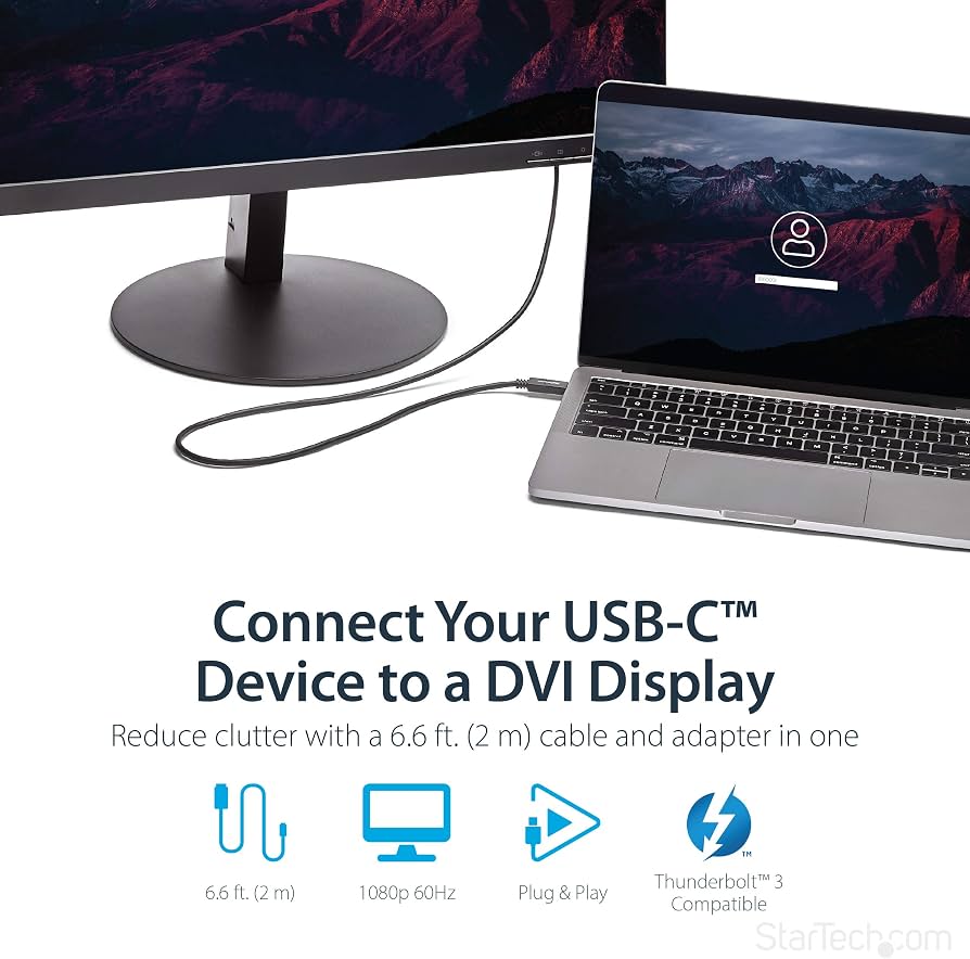2m Startech USB-C to DVI Adapter Cable