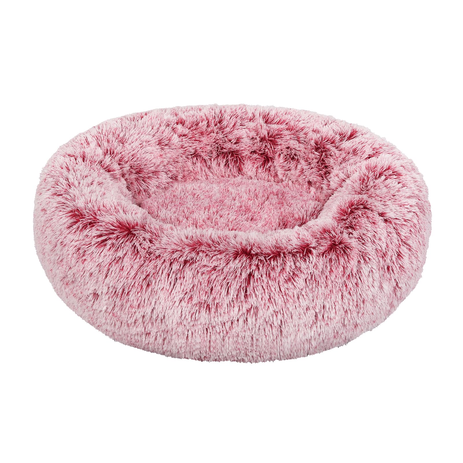 PaWz Pet Bed Cat Dog Donut Nest Calming Mat Soft Plush Kennel Pink M