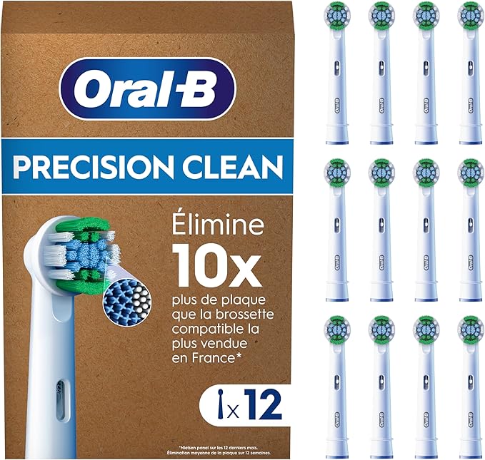 Oral-B Pro Precision Clean Electric Toothbrush Head, X-Shape And Angled Bristles for Deeper Plaque Removal, Pack of 12 Toothbrush Heads, Suitable For