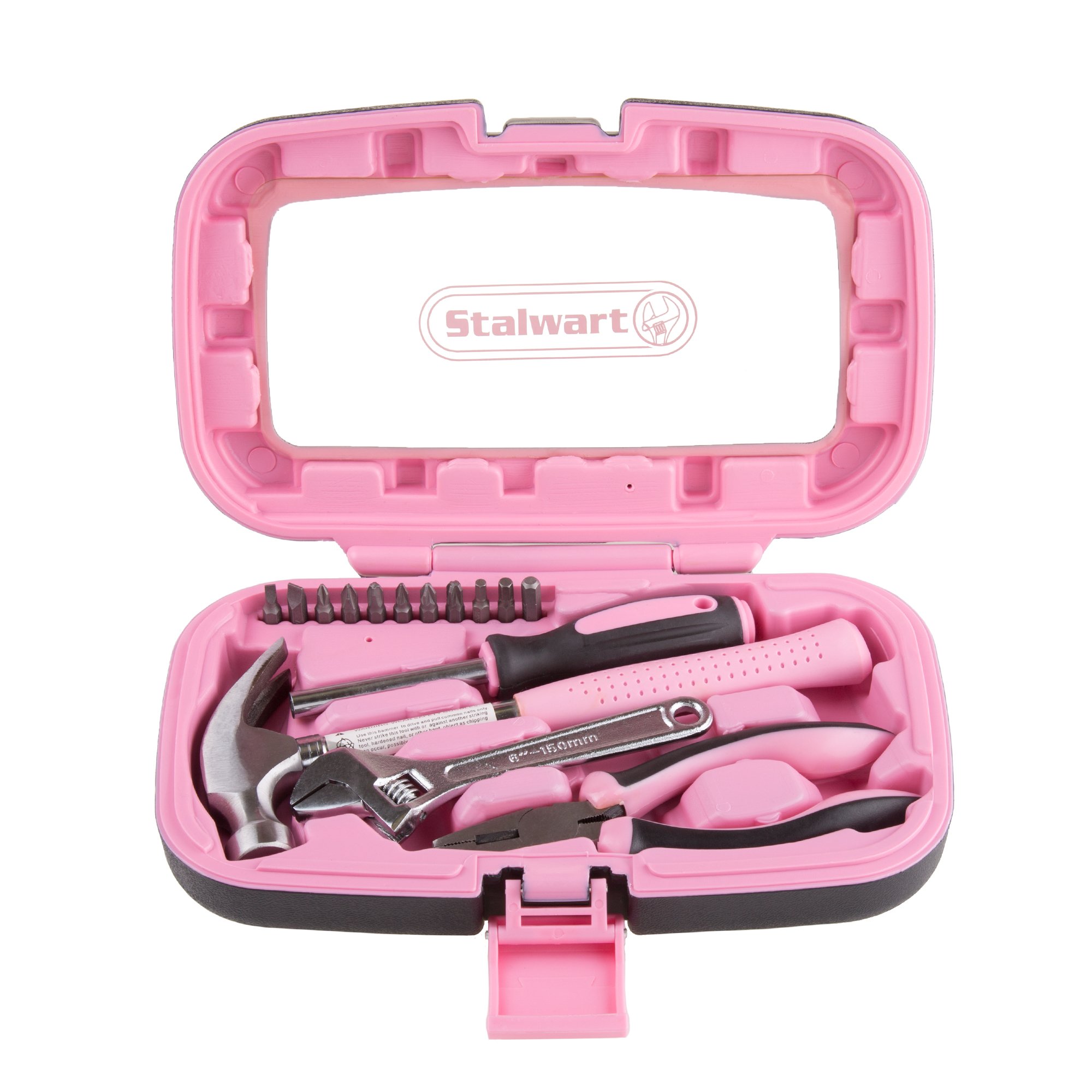 Household Hand Tools, Pink Tool Set 15 Piece by Stalwart, Set Includ