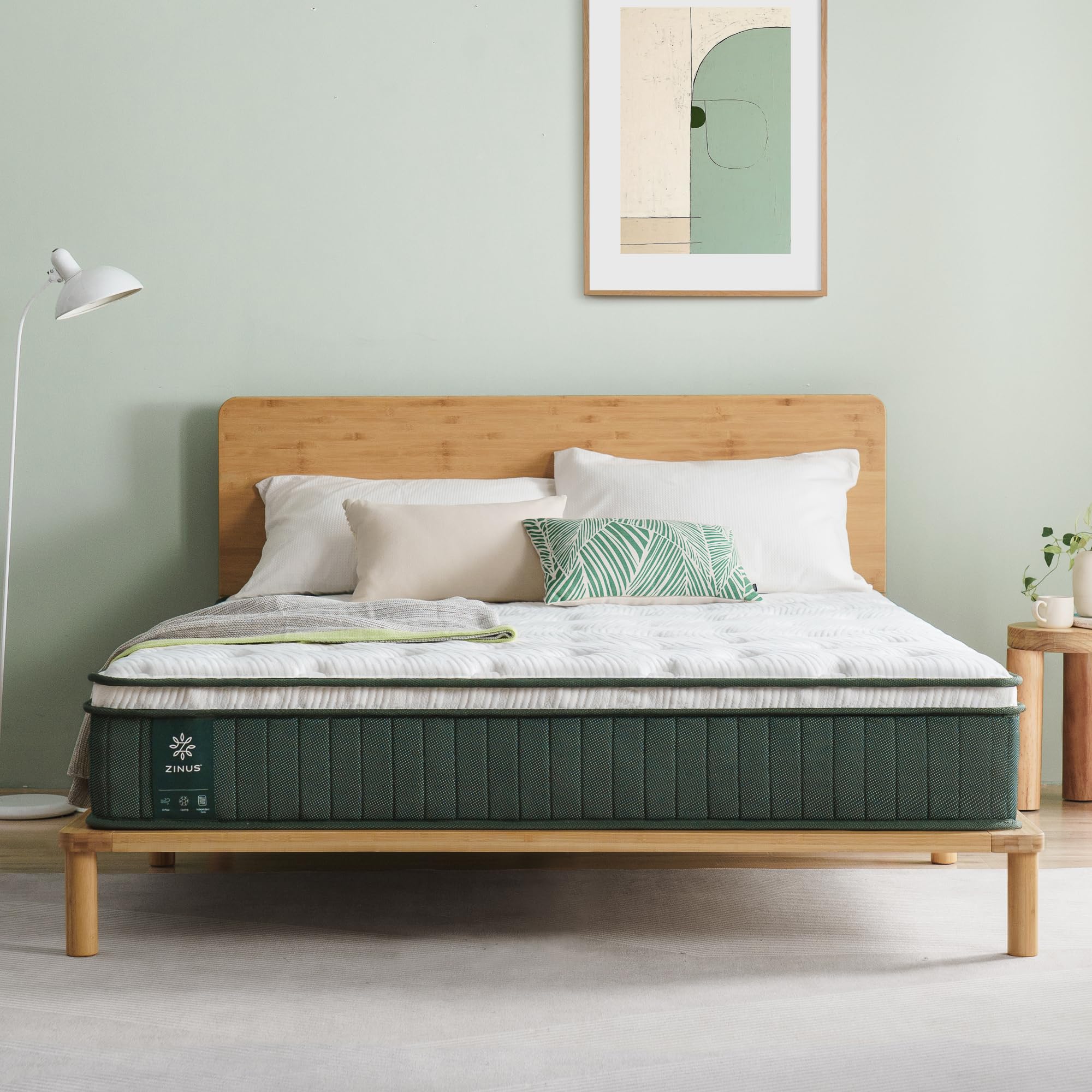 Zinus Green Premium Pocket Spring Euro Top Mattress - King Single