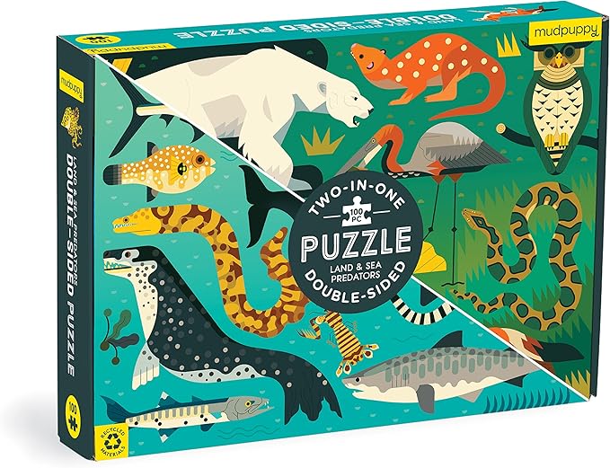 Mudpuppy - Land & Sea Predators Double Sided 100 Piece Jigsaw Puzzle
