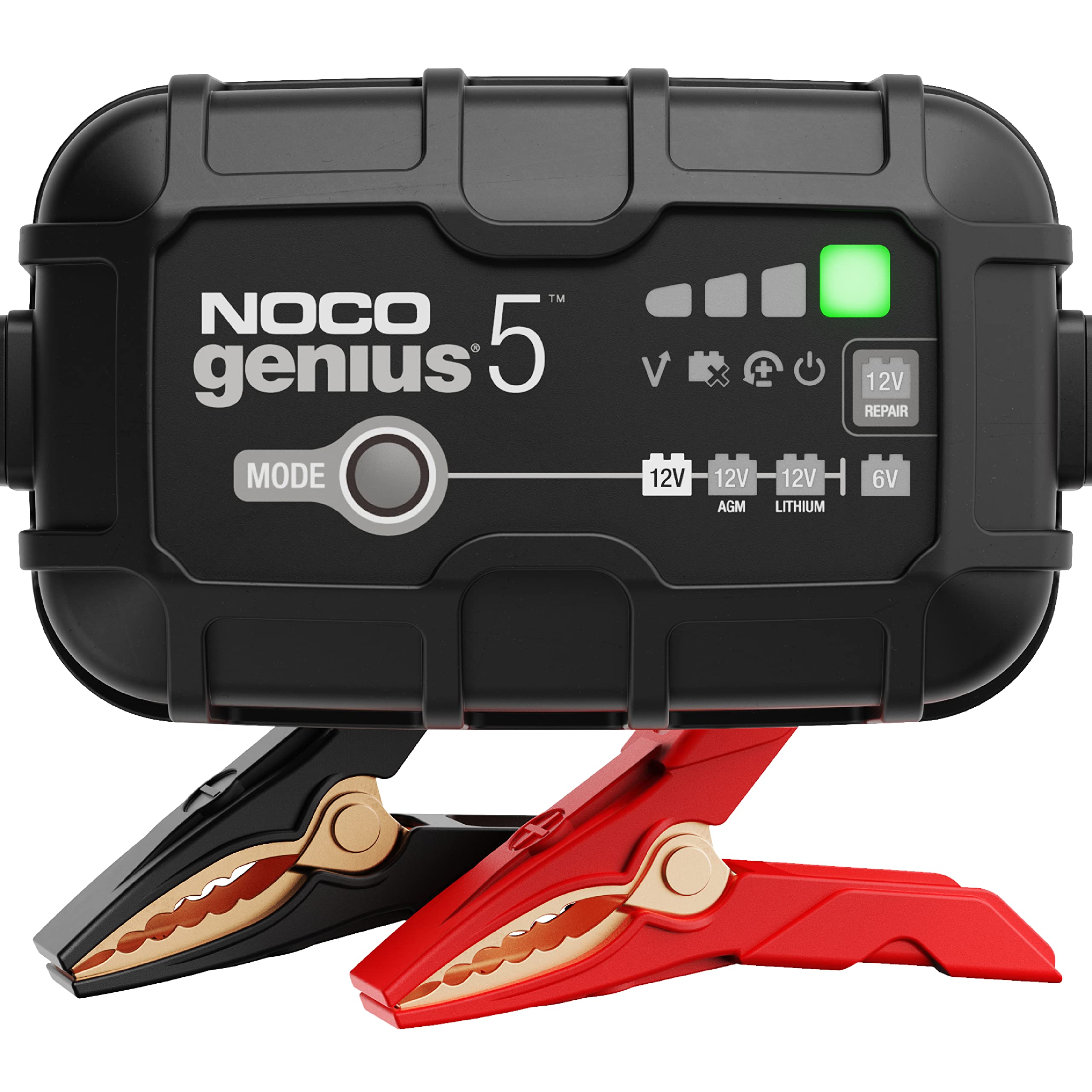 NOCO GENIUS5AU, 5-amp Fully-Automatic 6V and 12V Smart Battery Charger, Maintainer, Desulfator With Temperature Compensation