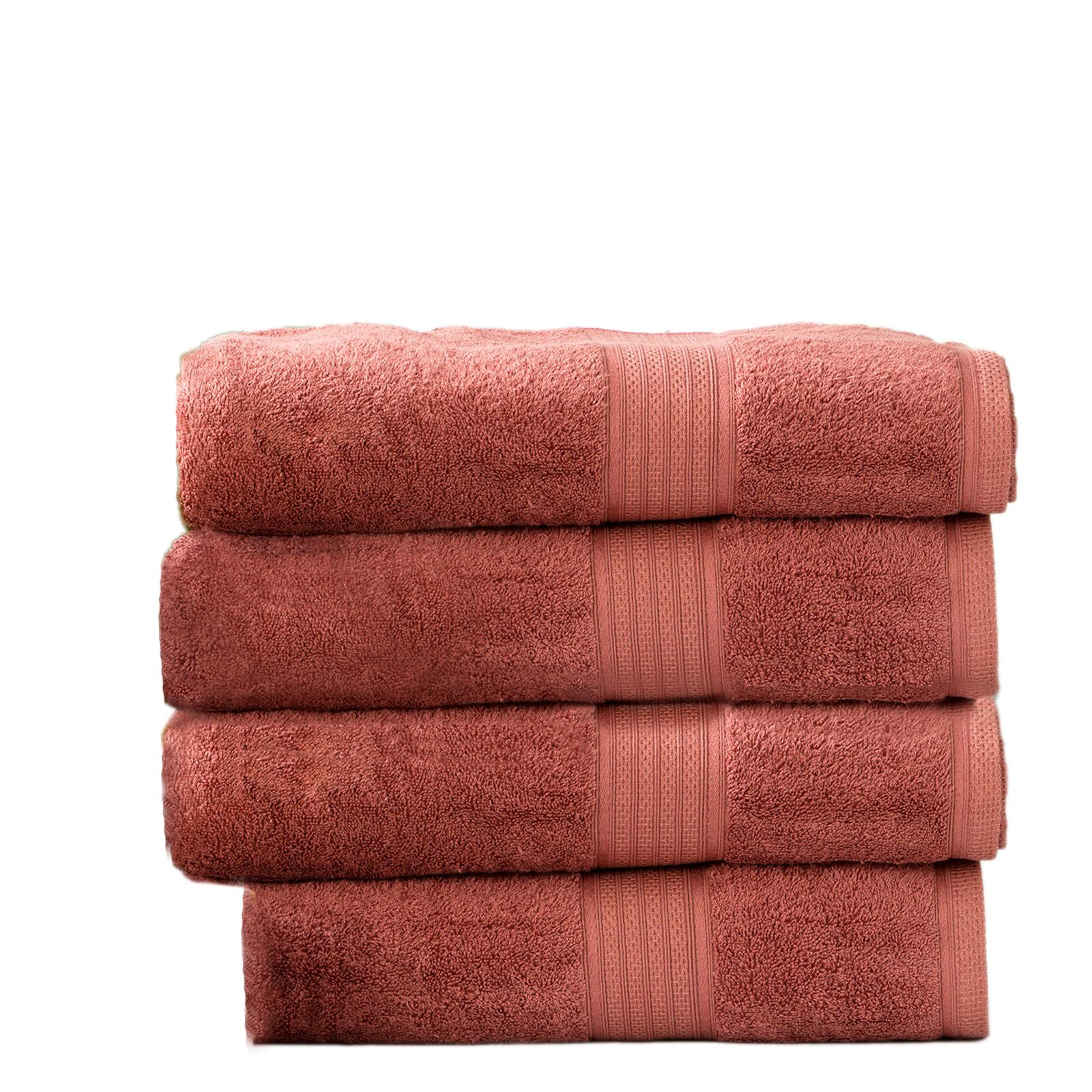 Renee Taylor Stella 650 GSM Super Soft Bamboo Cotton 4 Pack Bath Sheet Cocoa