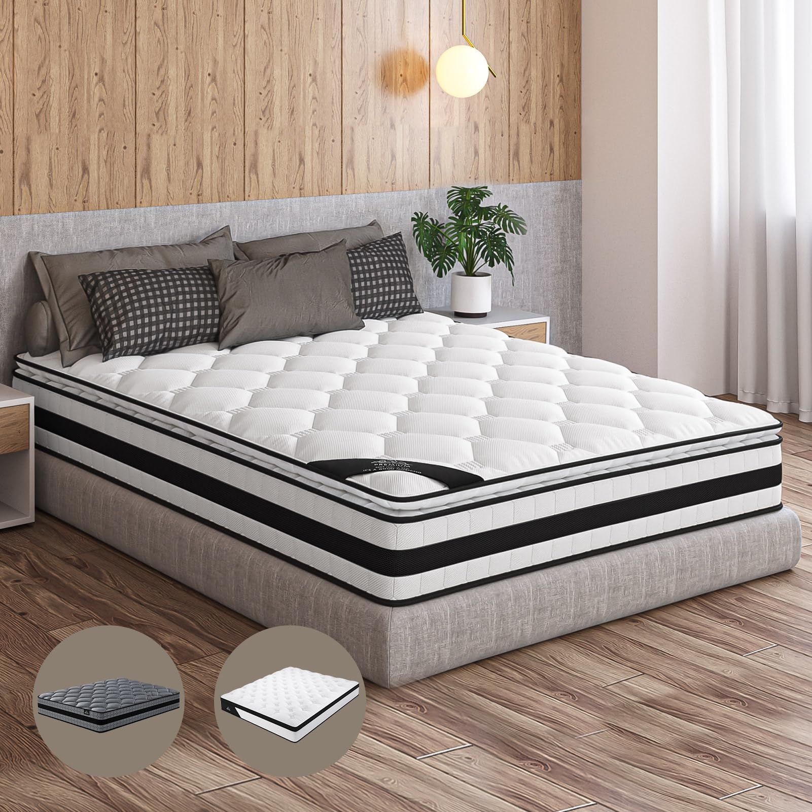 Starry Eucalypt Mattress Pillow Top Foam Bed Queen Size Spring 22cm