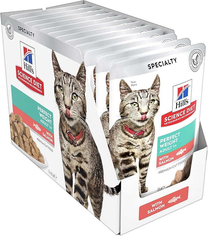 Hills Science Diet Adult Perfect Weight Salmon Pouches Cat Food 12x85g