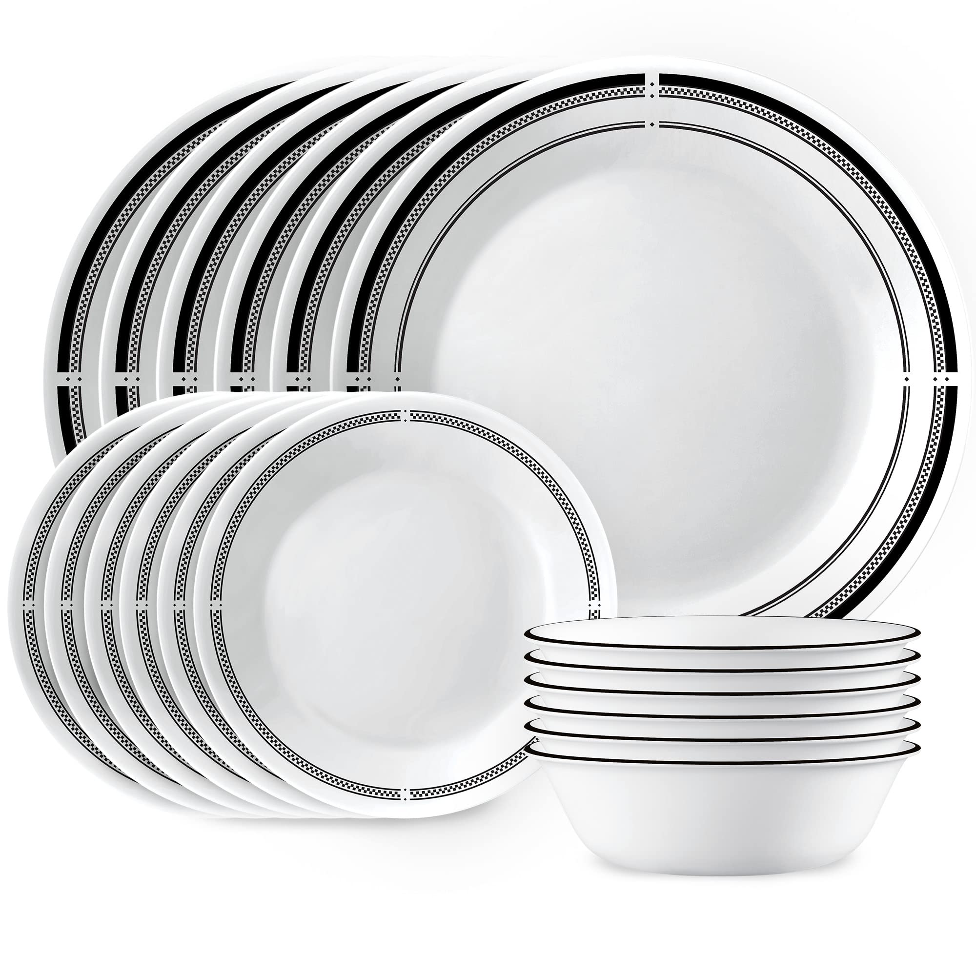 Corelle 18-piece Round Dinnerware Set, Service For 6, Lightweight Round Plates and Bowls Set, Vitrelle Triple Layer Glass, Chip and Scratch