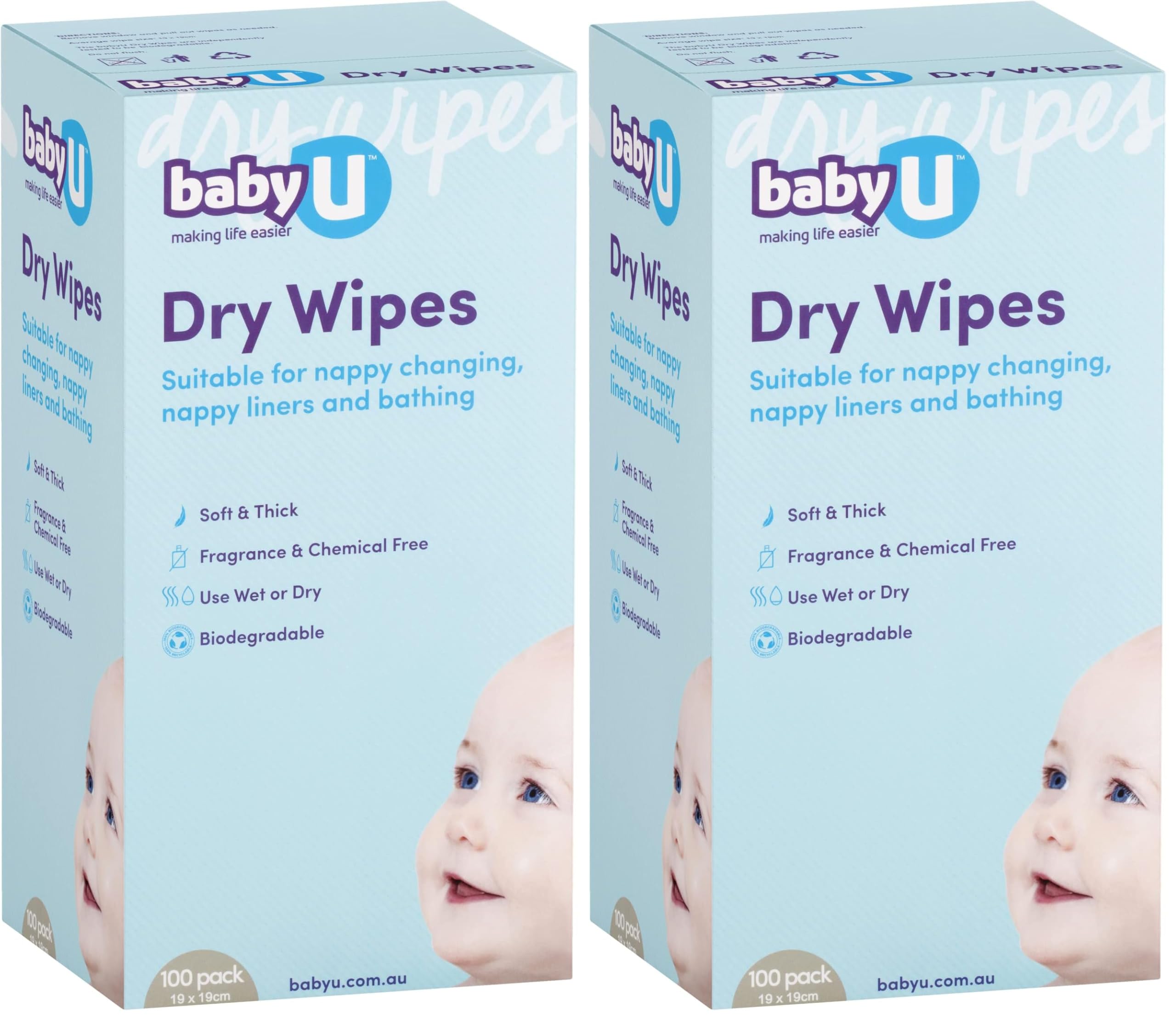 Baby U Dry Wipes - 100 Pack