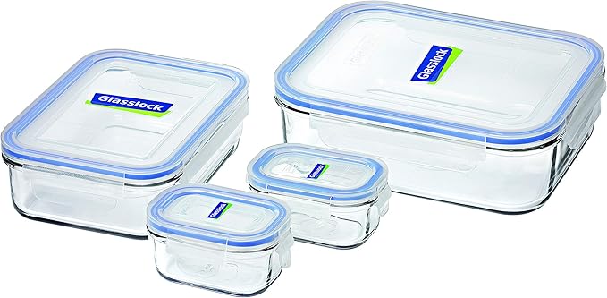 Glasslock 4 Piece Tempered Glass Food Container Set