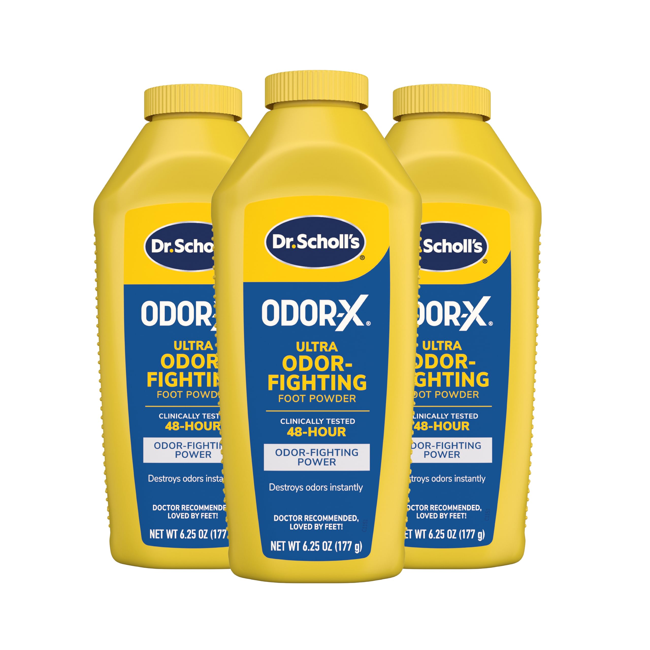 Dr. Scholl's Odor-Fighting x Foot Powder, Yellow, 6.25 Ounce (Pack of 3)