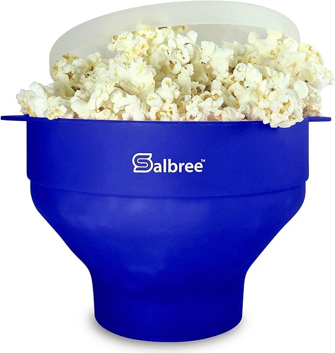 Salbree The Original Microwave Popcorn Popper, Silicone Popcorn Maker, Collapsible Microwavable Bowl - Hot Air Popper - No Oil Required - The Most