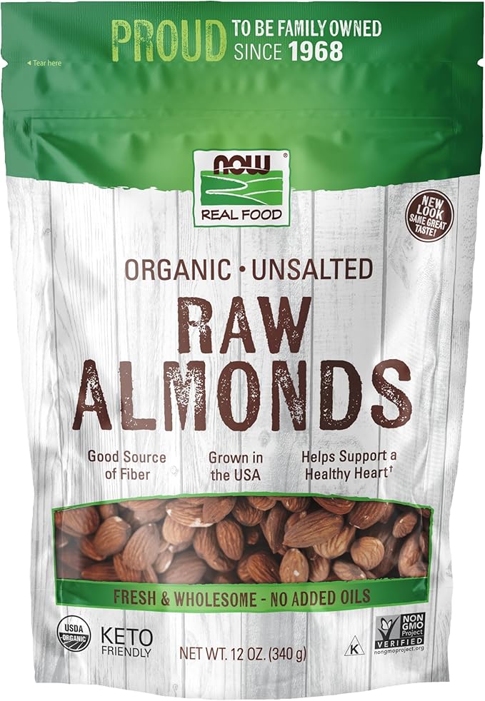 Now Foods, Organic Raw Almonds Unsalted, 12 oz