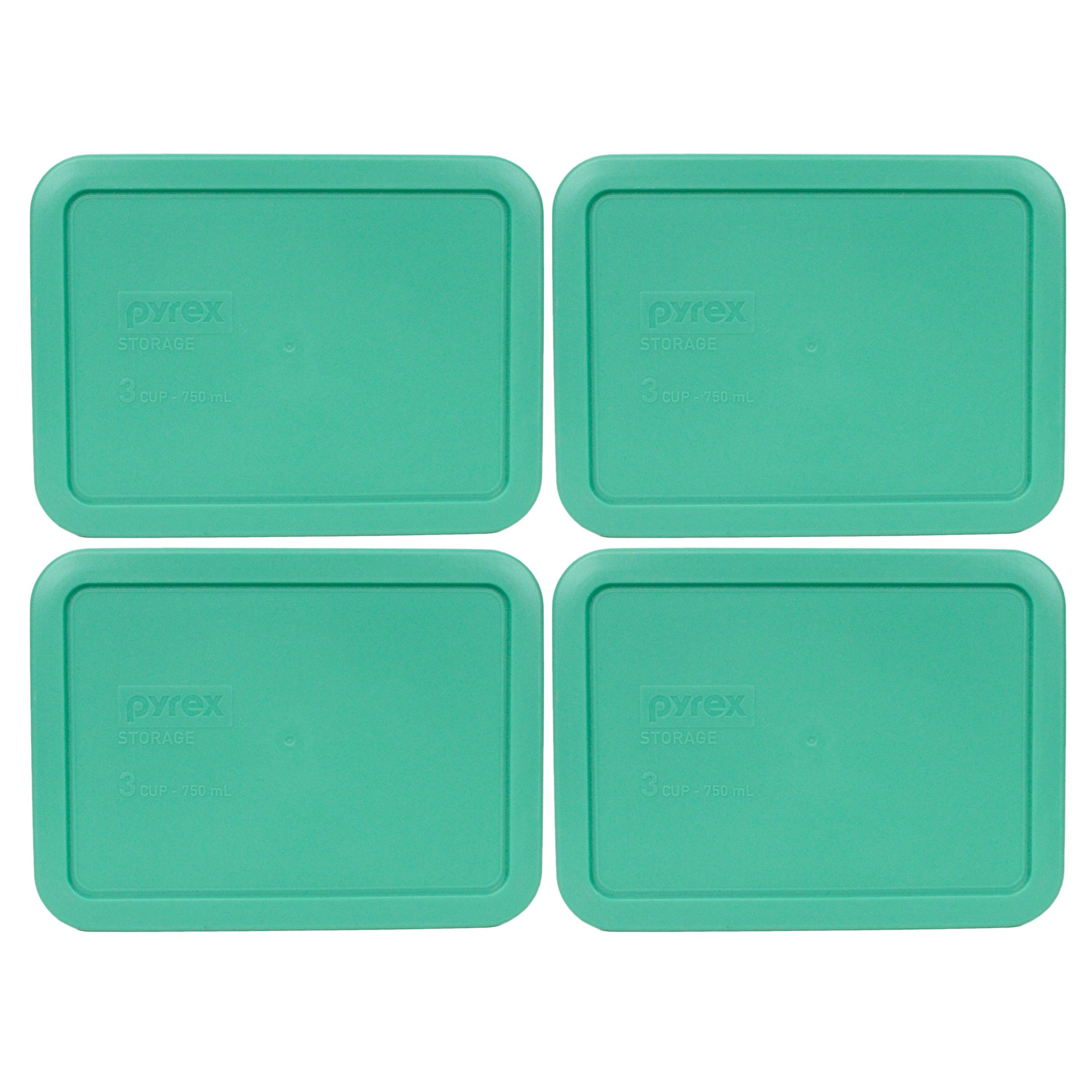 Pyrex 7210-PC Rectangle 3 Cup Storage Lid for Glass Dish (4, Light Green)