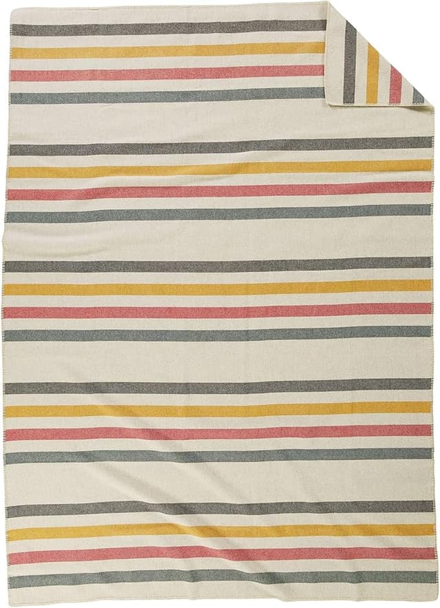 Eco-Wise Wool Stripe Blanket Vintage Glacier