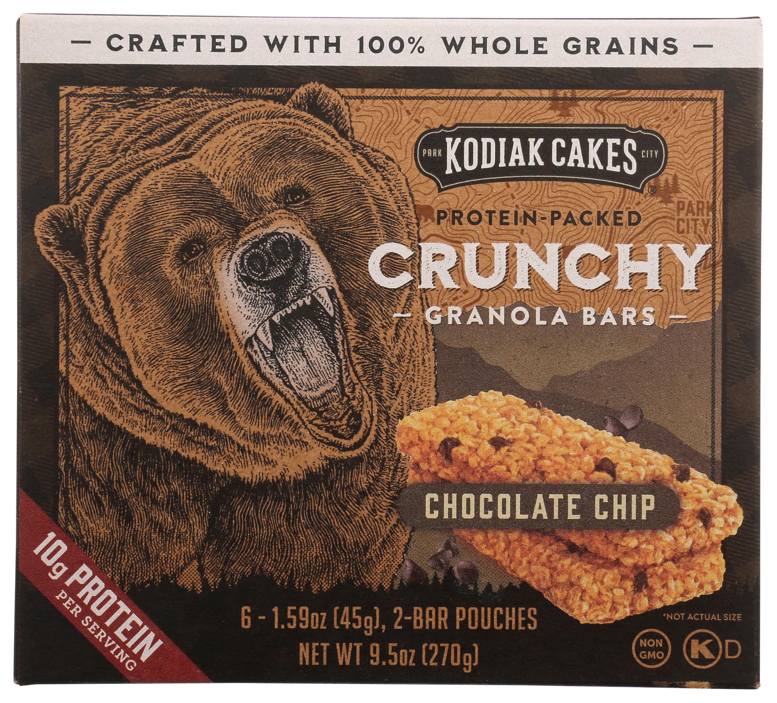 Kodiak Crunchy Granola Snack Bars, Chocolate Chip, High Protein, 100%