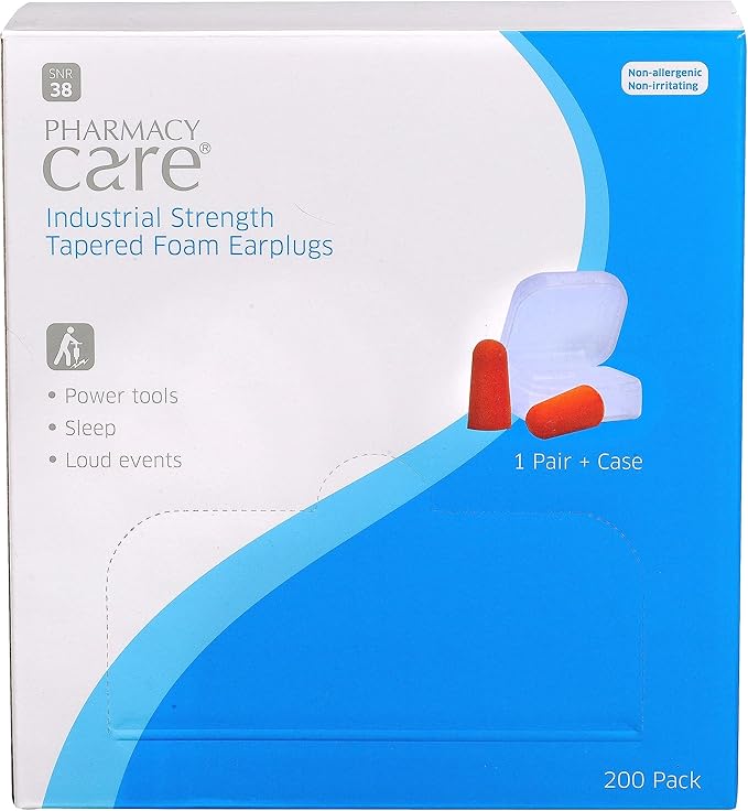 Ear Plugs Tapered Foam - 1 Pair Plus Case