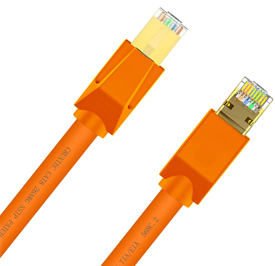 Cruxtec 15m Cat8 40GbE SF/FTP Triple Shielding Ethernet Cable - Orange