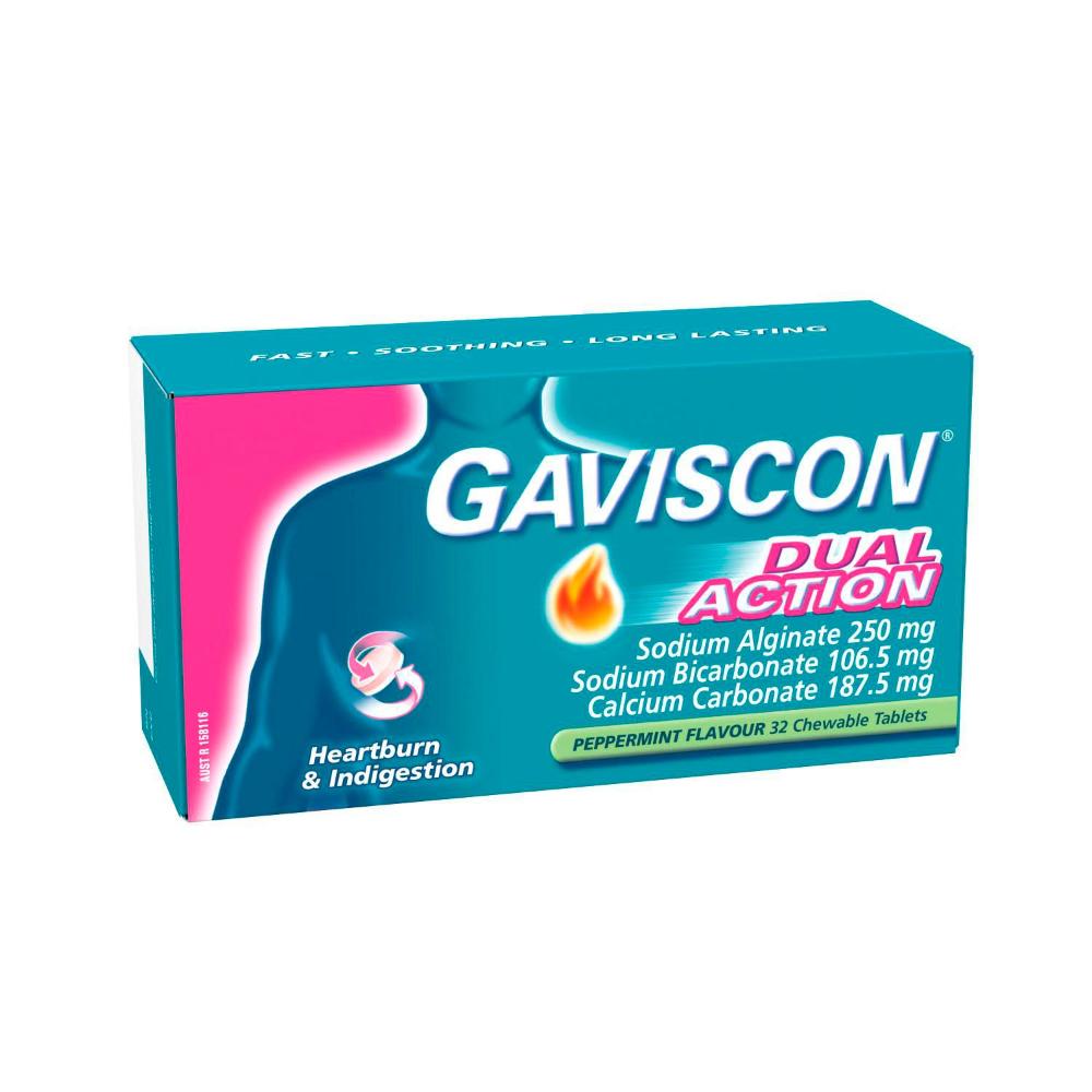 Gaviscon Dual Action 32 Chewable Peppermint Tablets