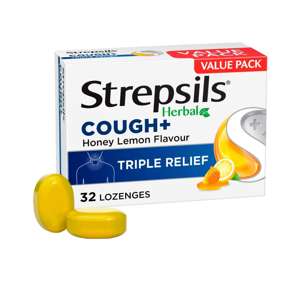 Strepsils Herbal Chesty Cough Honey Lemon Flavour 16 Lozenges