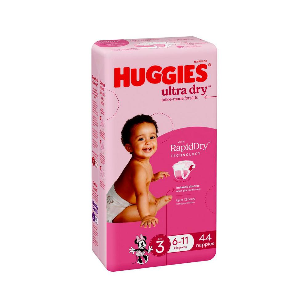 Huggies Ultra Dry Nappies Girls Size 3 (6-11kg) One Month Supply 180 Count