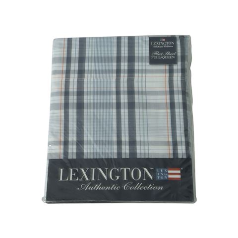 Lexington Authentic Collection Flat Sheet Checked Madras Blue Queen