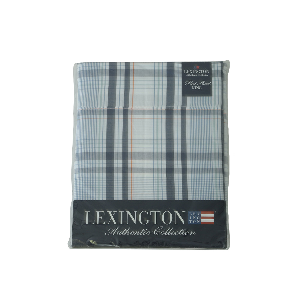 Lexington Authentic Collection Flat Sheet Checked Madras Blue King