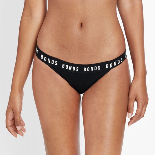 Bonds Bloody Comfy Period Moderate Tanga Bikini Briefs; Style WTQQ | Black | Size 16
