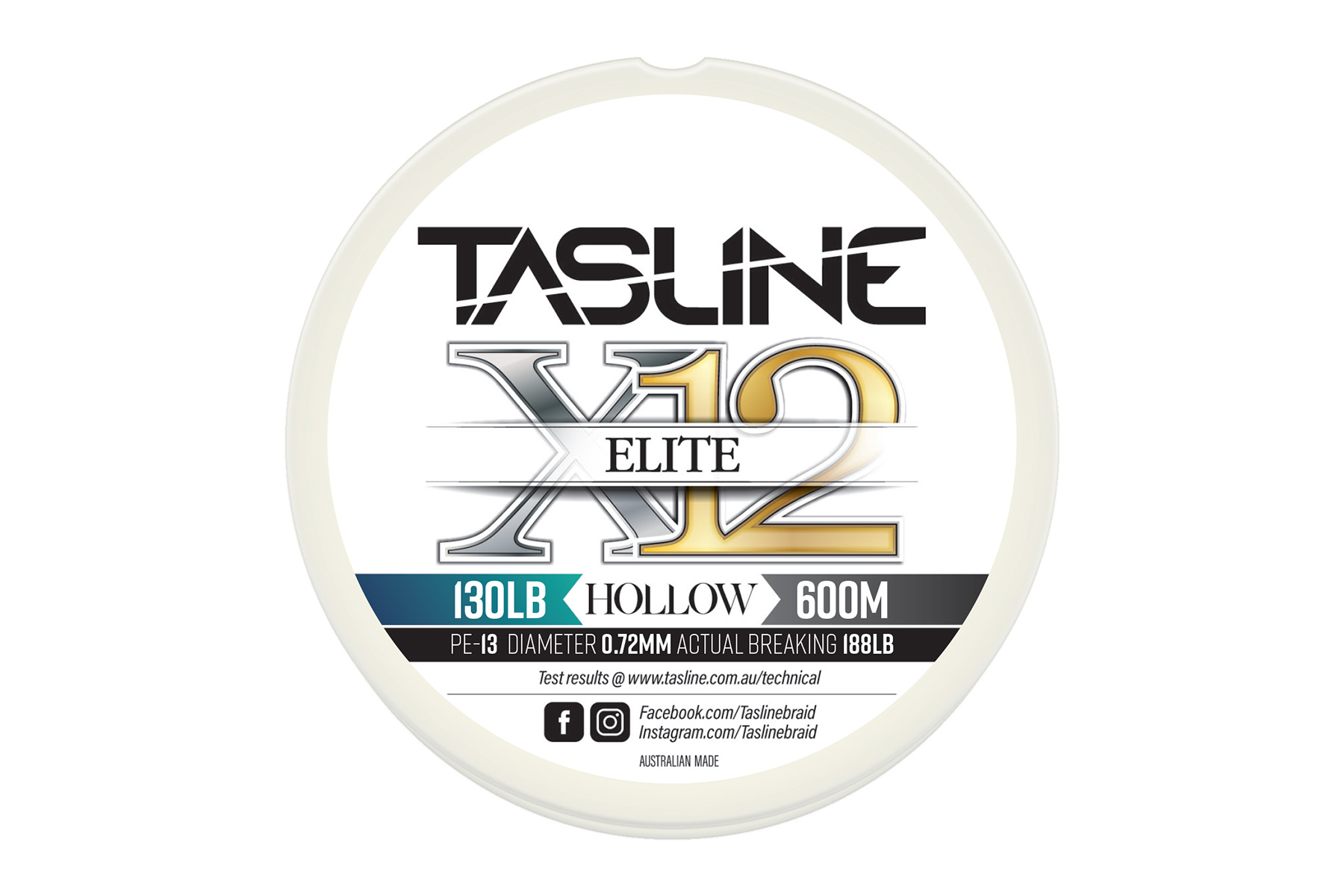 Tasline Elite Hollow Braided Fishing Line - 130lb, 1000m