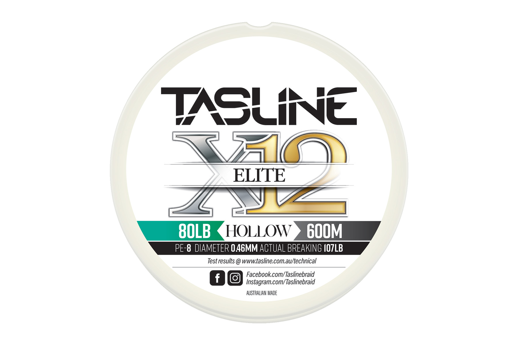 Tasline Elite Hollow Braided Fishing Line - 80lb, 1000m