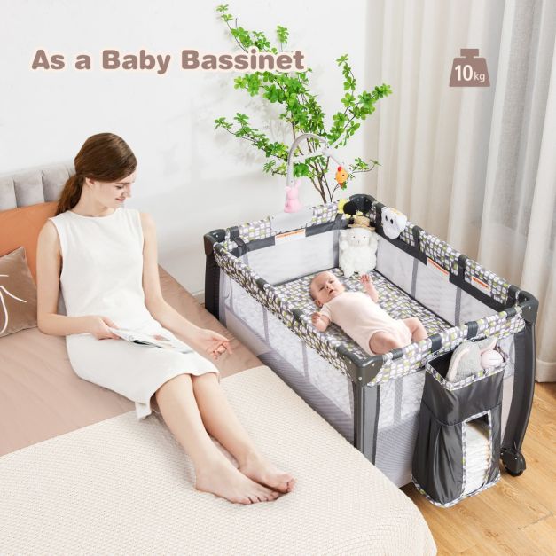 Costway 3 in 1 Baby Portacot with Bassinet & Changing Table