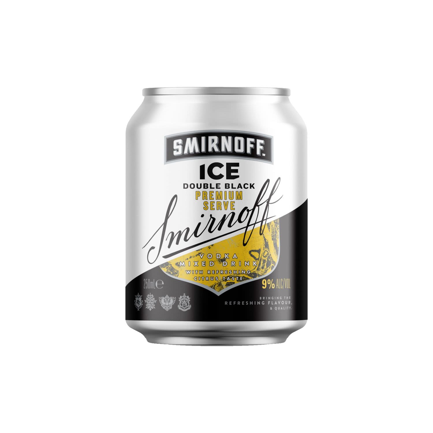 Smirnoff Ice Double Black Premium Serve Vodka 4 Pack, 250mL