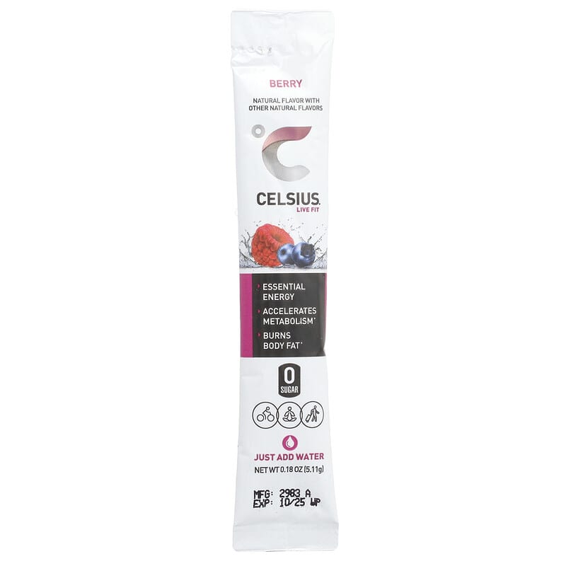 Celsius Berry On-The-Go Energy Powder Stick Packs, 14 ea