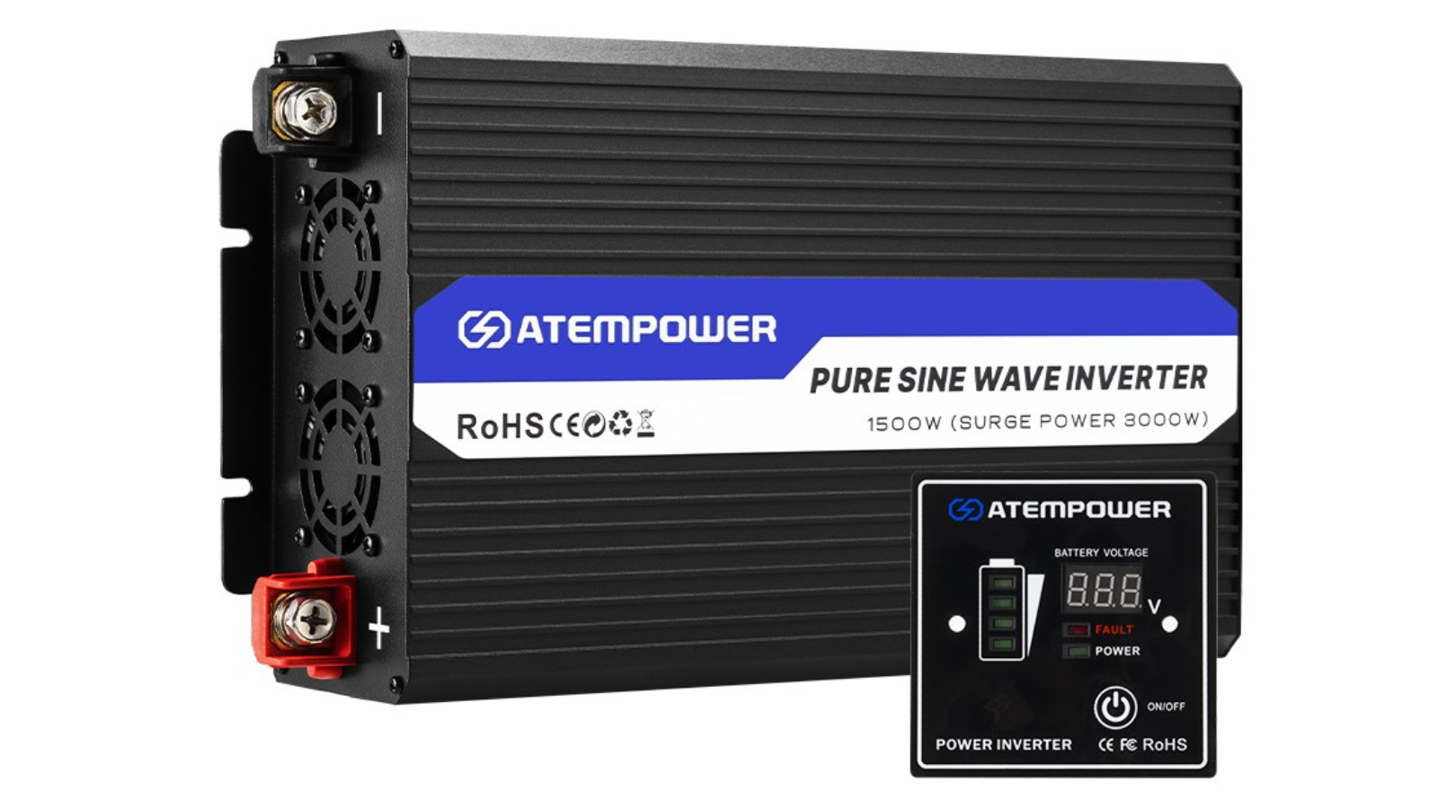 ATEM Power 1500W/3000W 12V to 240V Pure Sine Wave Power Inverter