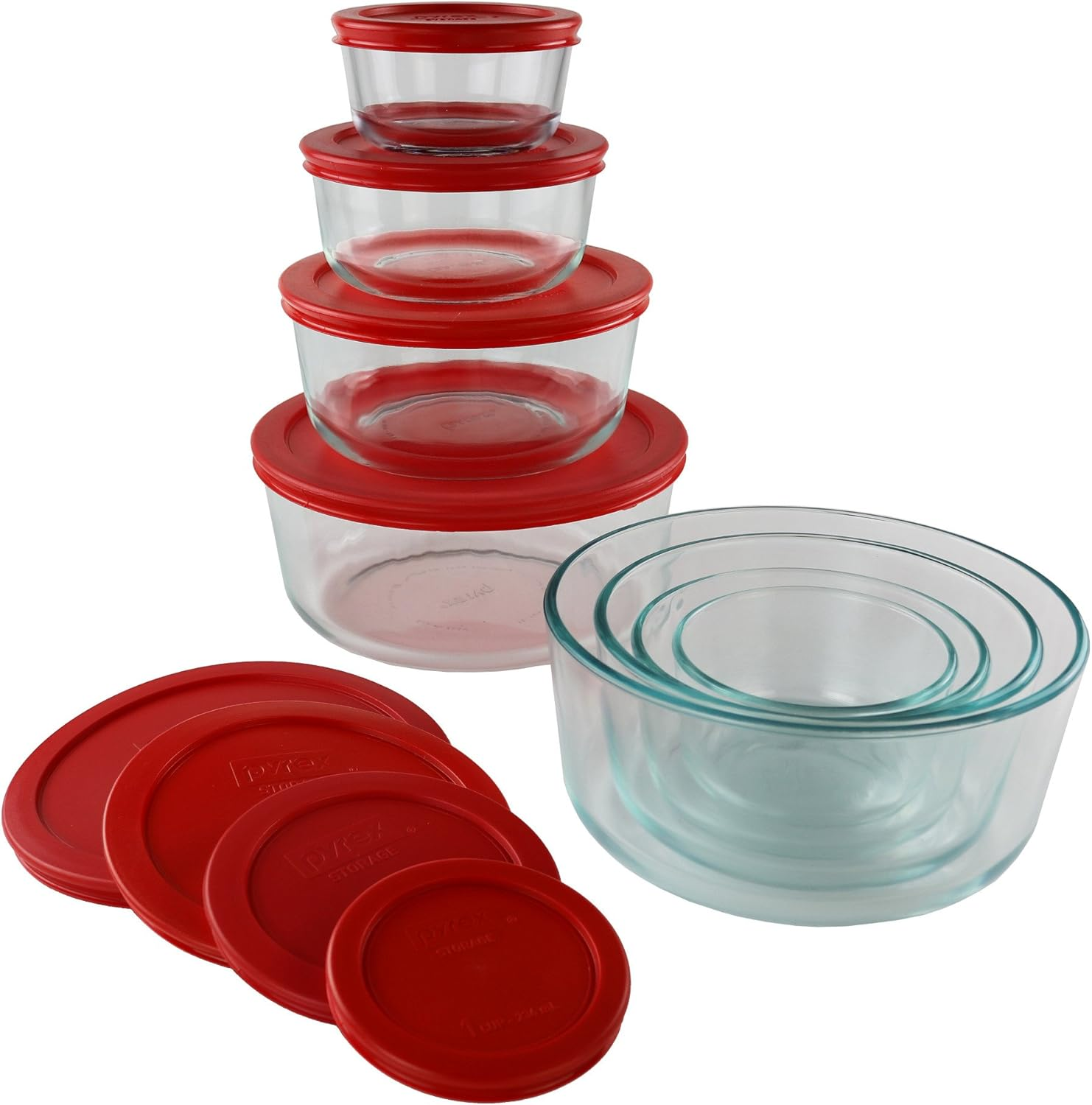 Pyrex Simply Store Glass Round Food Container Set (16-Piece)