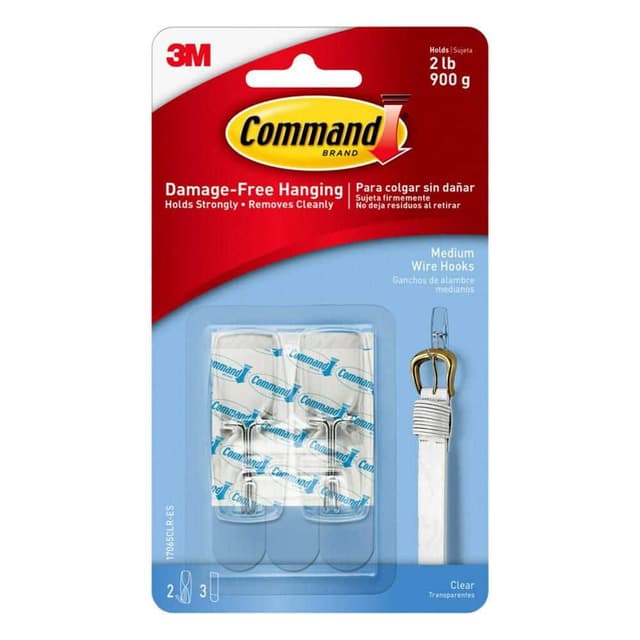 2 lb. Medium Clear Wire Hooks (2 Hooks, 3 Strips)
