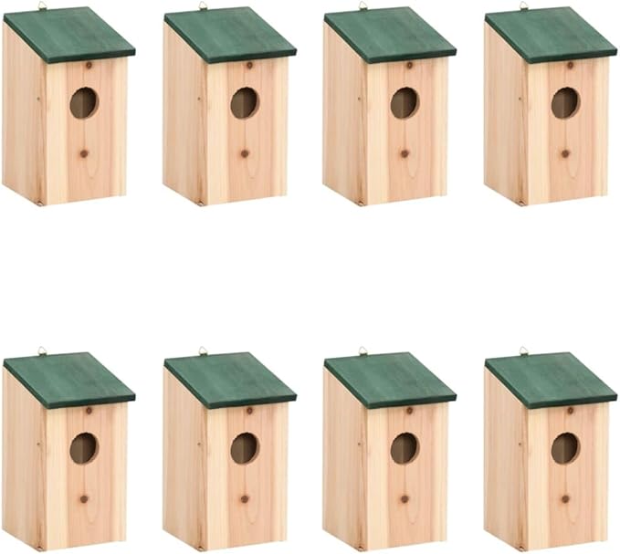 Bird Houses 8 Pcs Wood 12x12x22 cm