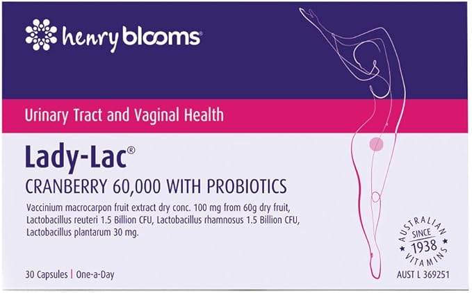 Henry Blooms Lady-Lac Cranberry 60,000 With Probiotics 30 Capsules