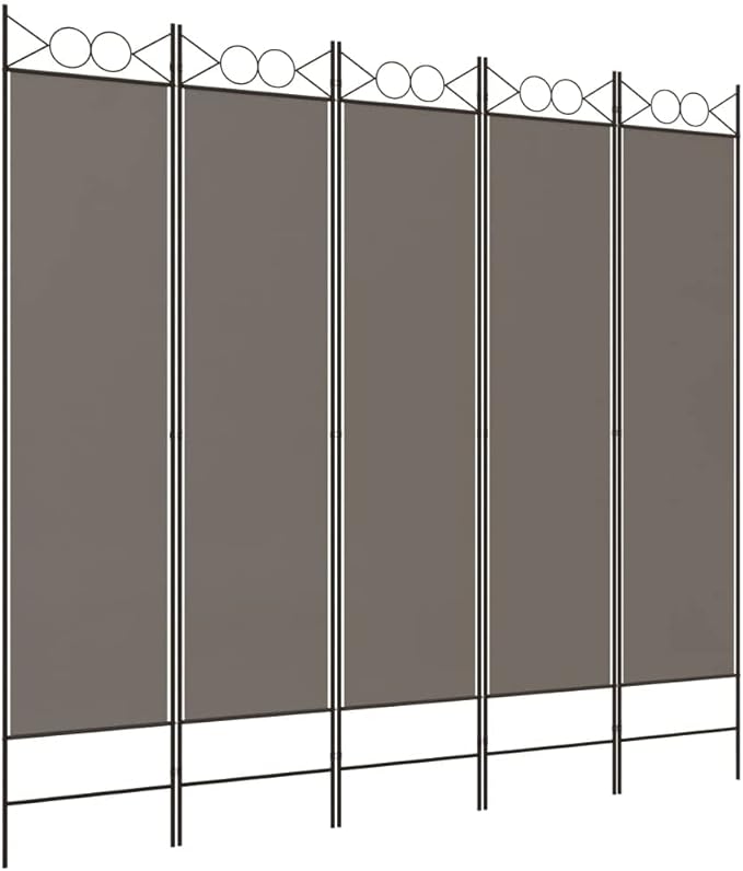 vidaXL 5-Panel Room Divider Black 200x200 cm Fabric