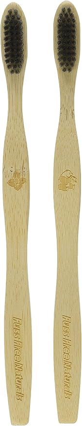 Essenzza Bamboo Toothbrush with Activated Charcoal Bristles Soft 2 Pack