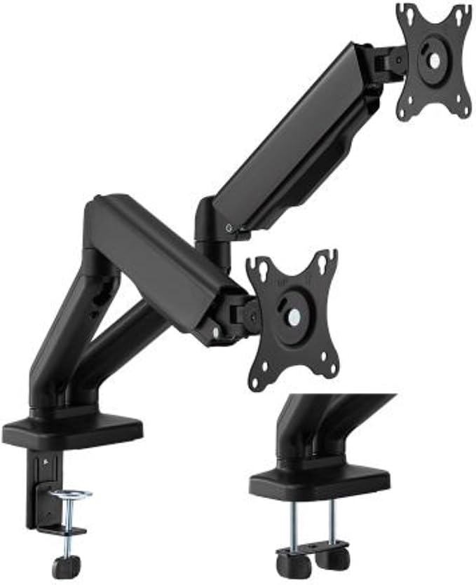 Brateck Cost-effective Spring-Assisted Dual Monitor Arm Fit Most 17'-32' Monitor Up To 9kg VESA 75x75,100x100(Black) LDT46-C024E