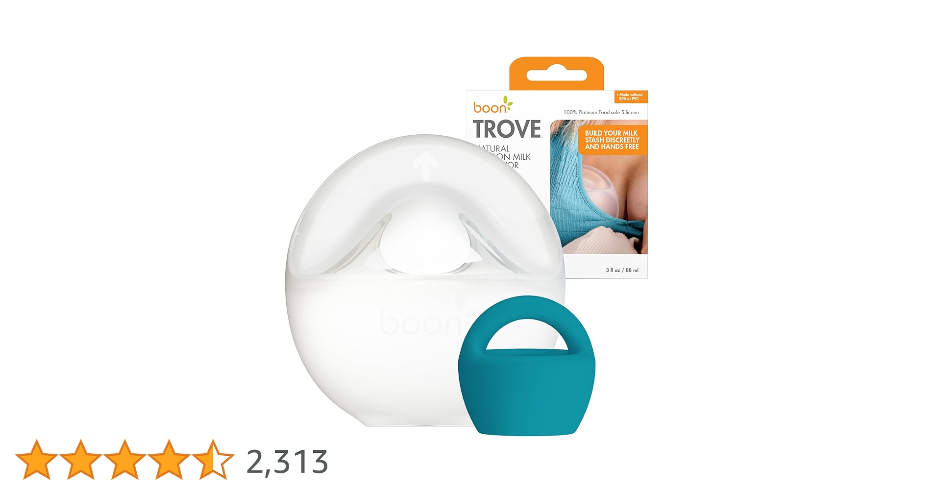 Boon Trove - Manual Breast Pump - Silicone Breast Milk Collector Shell - Passive Breast Pump For Nursing Newborns and Breastfeeding Essentials - 1