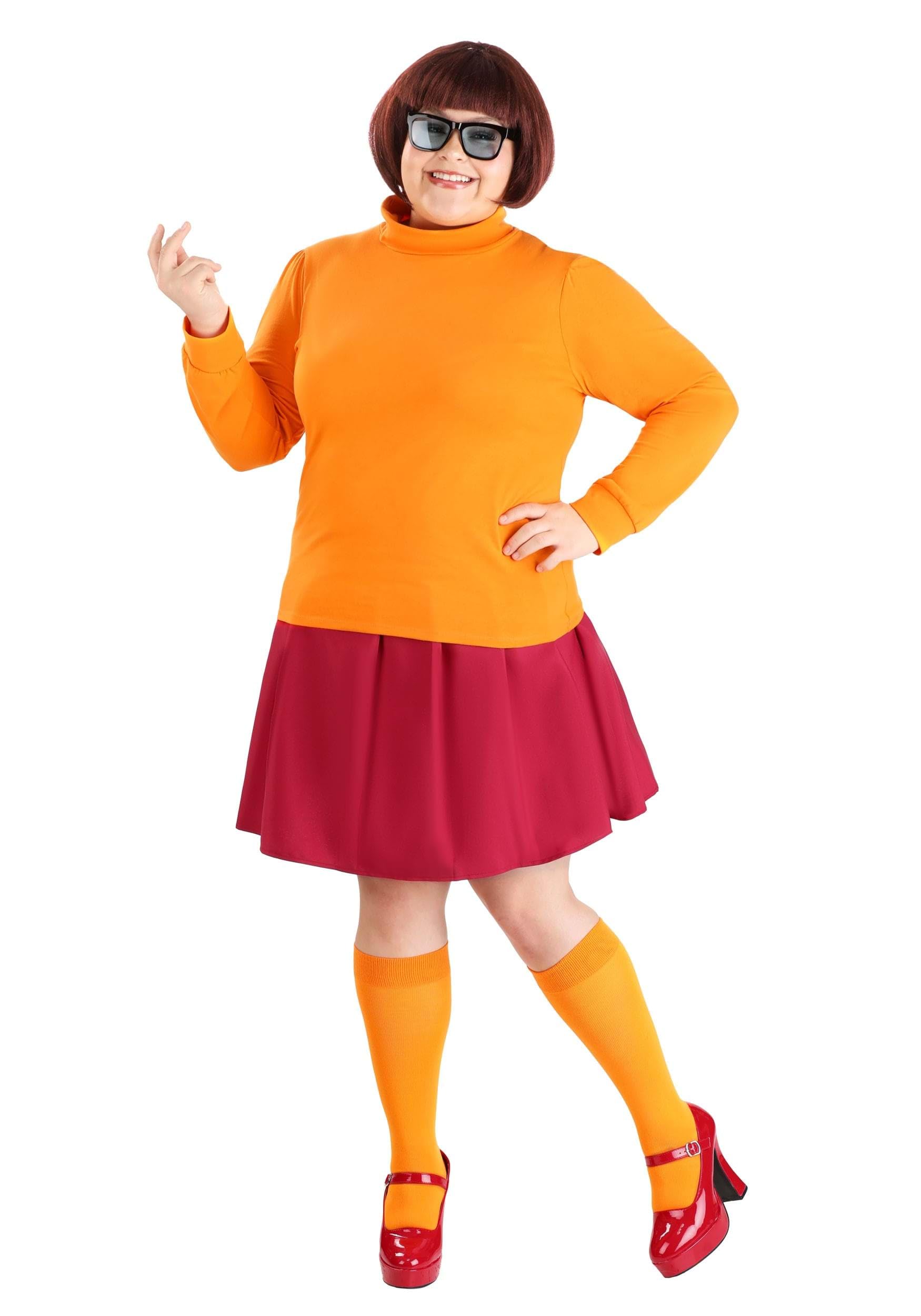 Women's Plus Size Classic Scooby Doo Velma Costume | Adult | Womens | Orange/Red | 3x | Jerry Leigh