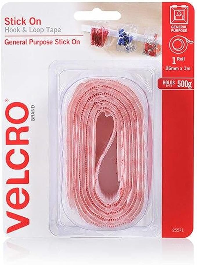 Velcro Brand Hook & Loop Tape Heavy Duty 25mm x 1m White