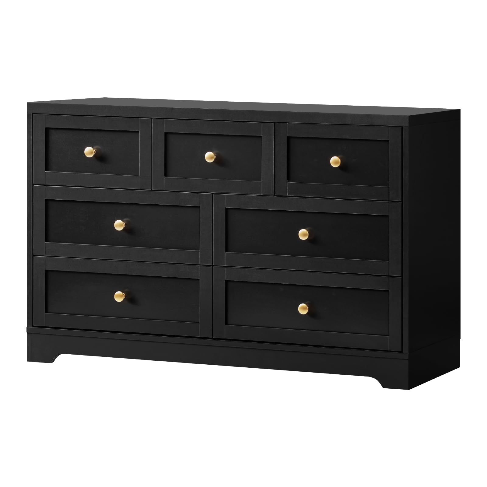 Oikiture 7 Chest of Drawers Tallboy Dresser Table Storage Cabinet Black