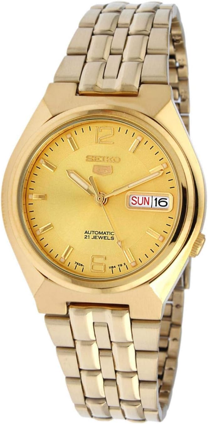 Seiko Men's Series 5 Automatic Gold Dial Watch SNKL64