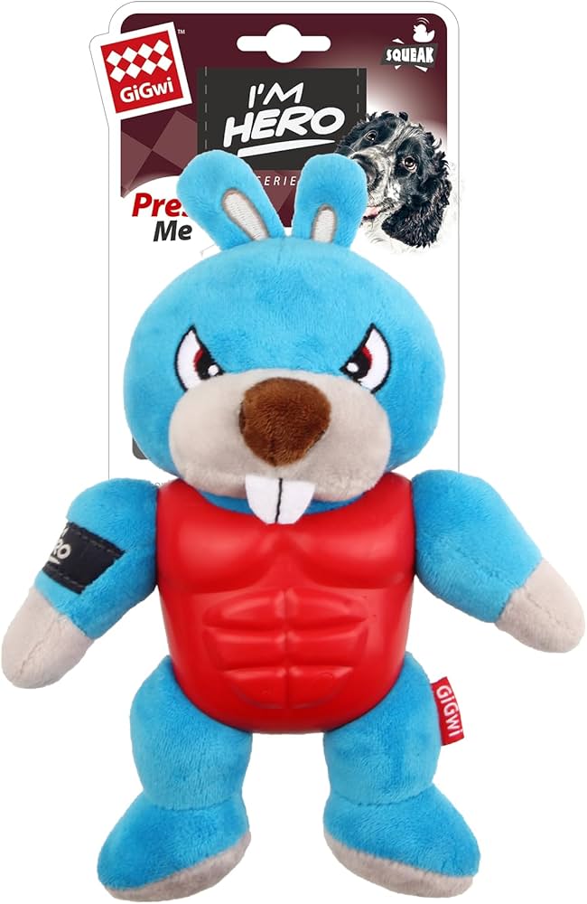 Gigwi Im Hero Armour Rabbit Plush Squeaker Dog Toy