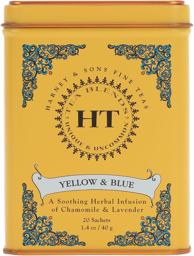 Harney & Sons HT Tea Blend Yellow & Blue Chamomile and Lavender Caffeine Free 20 Sachets 1.4 oz (40 g)