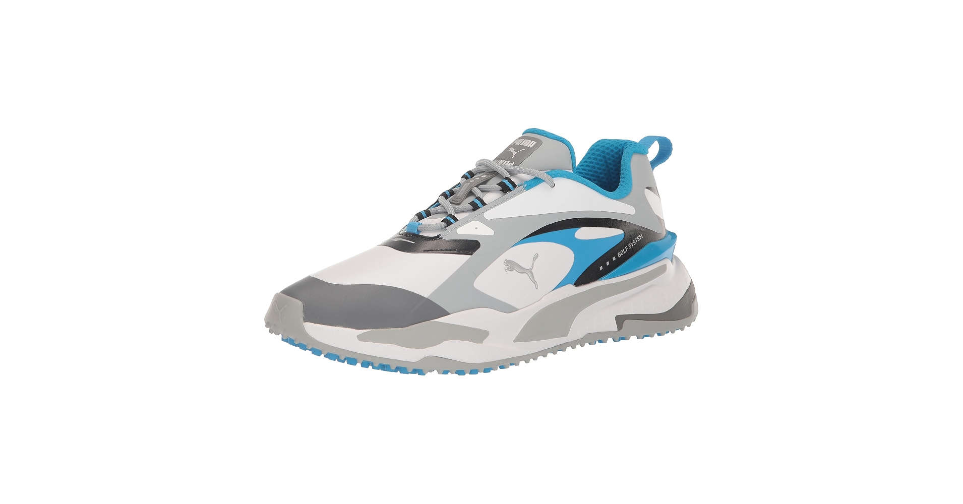 GS-Fast Golf Shoes in White/Quarry/Ocean Dive, Size 9 by PUMA