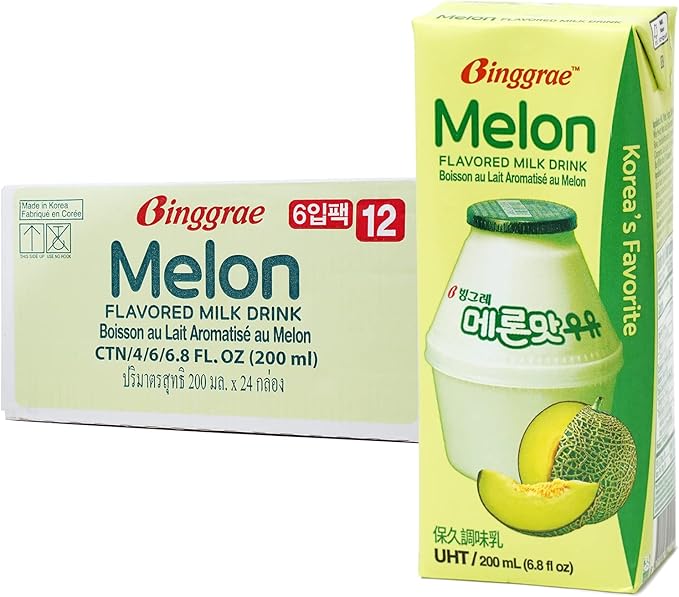Binggrae, Flavored Milk Drink, Melon , 6 Cartons, 6.8 fl oz (200 ml) Each